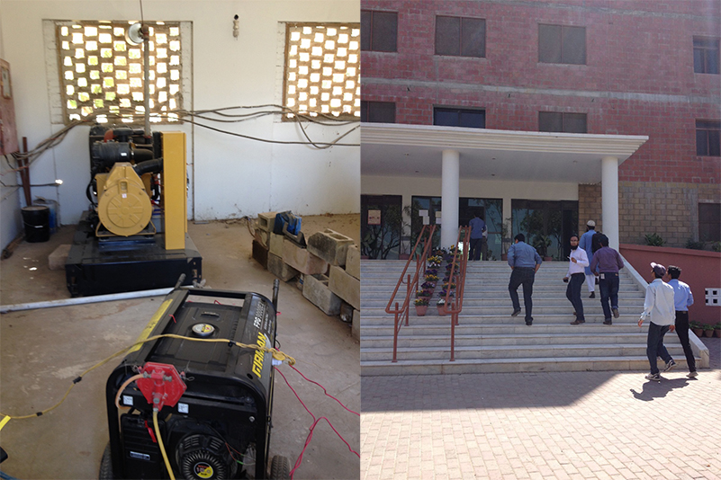 Hospital Power Outage Equipment Challenges ... Sawarya Interns at Hospital Entrance to help address the problem